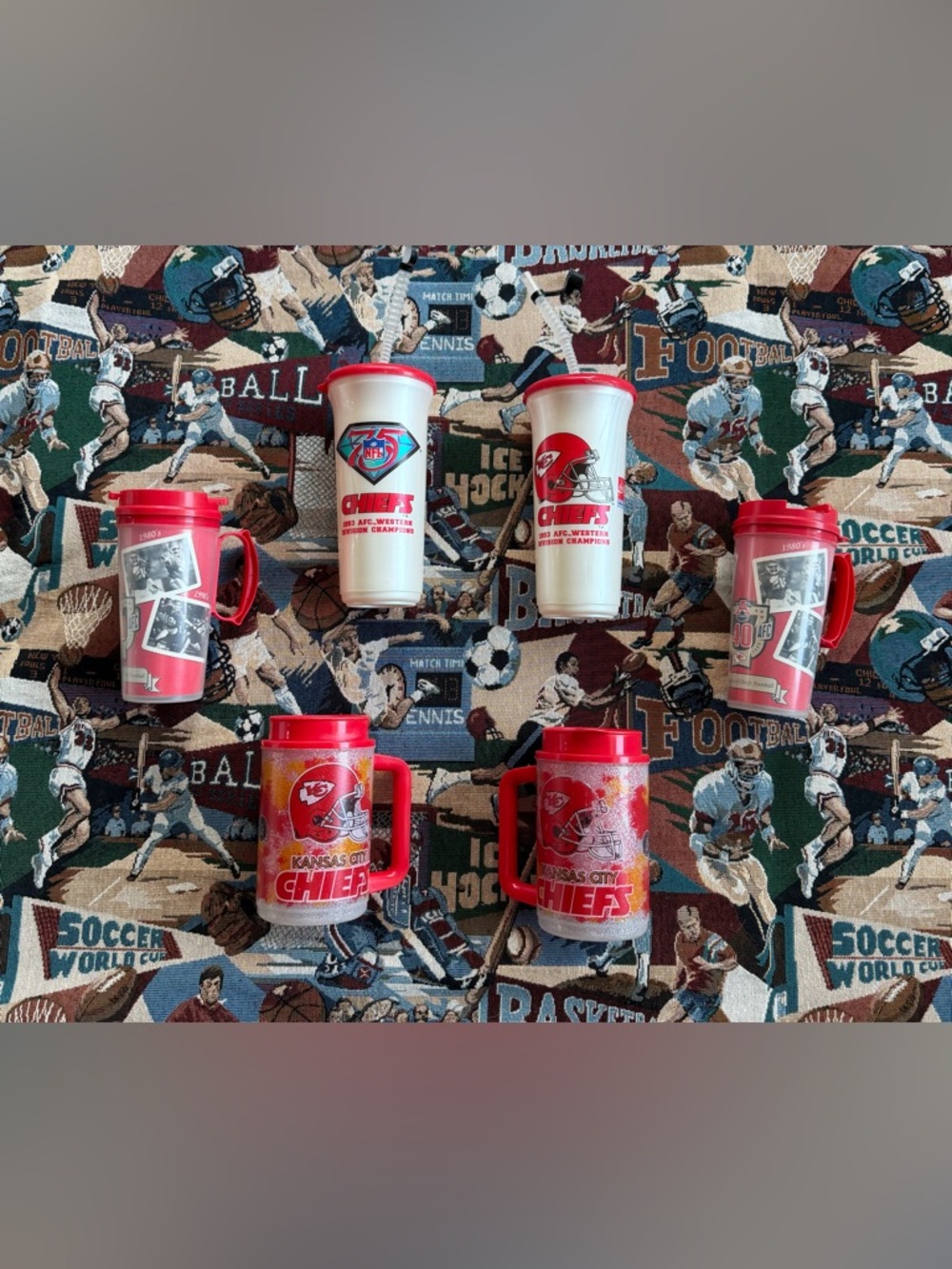 Lot of 6 Vintage NFL Kansas City Chiefs Cups and Mugs